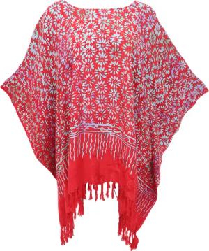 Guru-Shop Longbluse Poncho, Tunika, Strandkleid, Batik