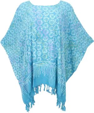 Guru-Shop Longbluse Poncho, Tunika, Strandkleid, Batik