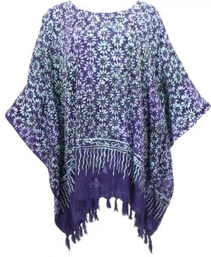 Guru-Shop Longbluse Poncho, Tunika, Strandkleid, Batik