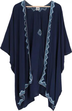 Guru-Shop Kimono Kurzer bestickter Sommer Kimono,