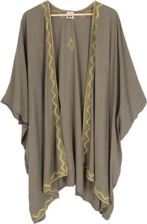 Guru-Shop Kimono Kurzer bestickter Sommer Kimono,