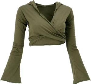 Guru-Shop Longsleeve Wickeltop, Yogatop, Langarmshirt mit..