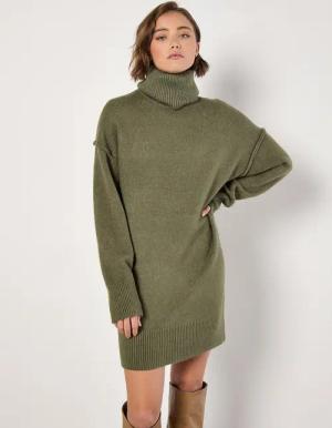 Apricot Strickkleid Pullover-Minikleid, mit offener Naht