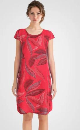 PEKIVESSA Sommerkleid Leinenkleid knielang kurzarm mit