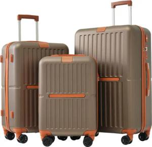 OKWISH Trolleyset Hartschalenkoffer-Set, Hartschalen-Trolley, 4 Rollen,