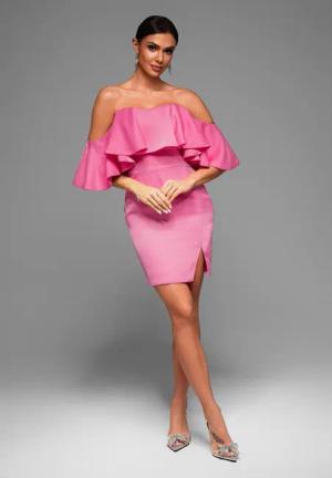 OMBRE Abendkleid Elegantes Schulterfreies Kleid mit