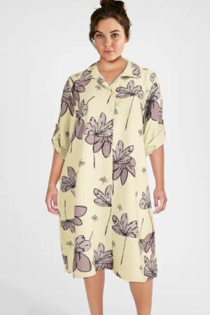 PEKIVESSA Sommerkleid Hemdblusenkleid mit Turn-Up-Ärmel Legerer