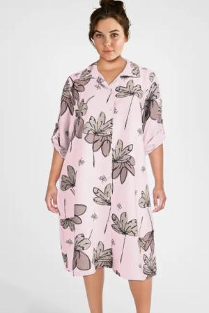 PEKIVESSA Sommerkleid Hemdblusenkleid mit Turn-Up-Ärmel Legerer