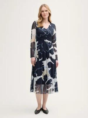 TOM TAILOR Sommerkleid Midi-Meshkleid mit Raffungen