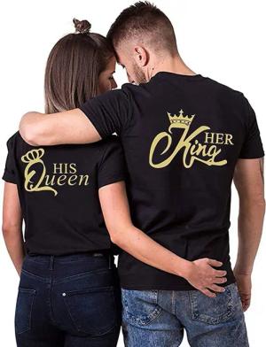 Couples Shop Print-Shirt Her King &