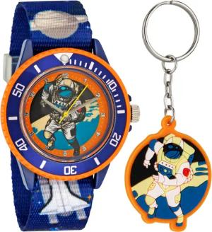 Quarzuhr Kinderarmbanduhr mit Textilarmband und Schlüsselanhänger,