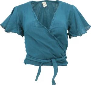 Guru-Shop Longbluse Boho Wickelbluse, Wickeltop aus