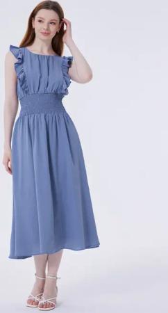 LAPA PLUS Sommerkleid Damen Rüsche Midikleid