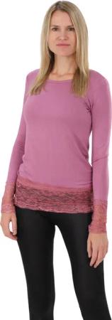 Muse Rundhalsshirt Langarm Longshirt mit Spitzensaum