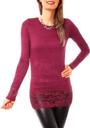 Muse Rundhalsshirt Langarm Longshirt mit Spitzensaum