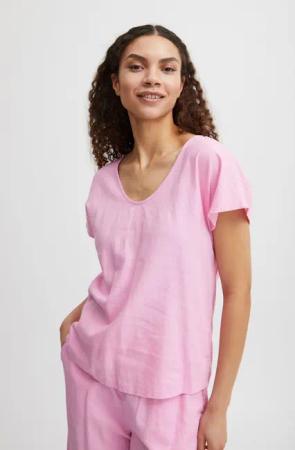 b.young Kurzarmbluse BYFALAKKA Bluse aus Leinenmix