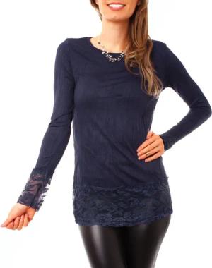 Muse Rundhalsshirt Langarm Longshirt mit Spitzensaum