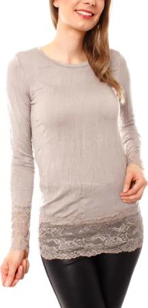 Muse Rundhalsshirt Langarm Longshirt mit Spitzensaum
