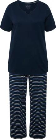 Ulla Popken Pyjama Pyjama Ringel Tunika-Ausschnitt