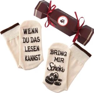 Lucadeau Freizeitsocken Schoki-Socken mit Spruch, Wenn