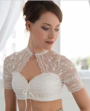 my choice Dirndlbluse Spitze hochgeschlossen mit