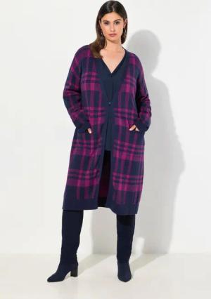 Ulla Popken Strickjacke Strickjacke Karo Oversized