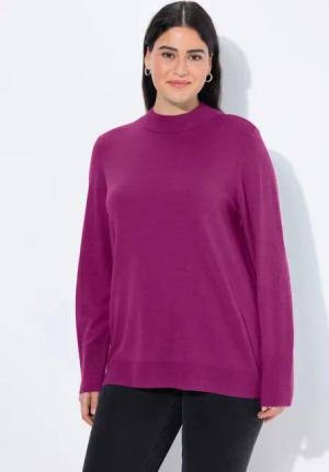 Ulla Popken Strickpullover Pullover Stehkragen Langarm