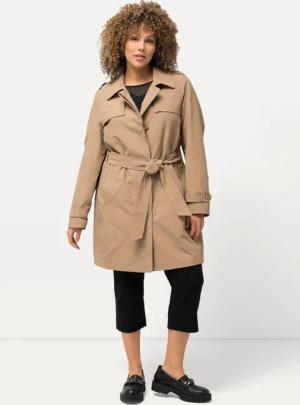 Ulla Popken Wintermantel Trenchcoat A-Linie Hemdkragen