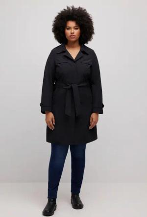 Ulla Popken Wintermantel Trenchcoat A-Linie Hemdkragen