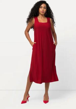 Ulla Popken Cocktailkleid Jersey-Kleid A-Linie Carree-Ausschnitt