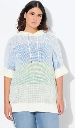 Ulla Popken Pullunder Pullover Blockstreifen Kapuze