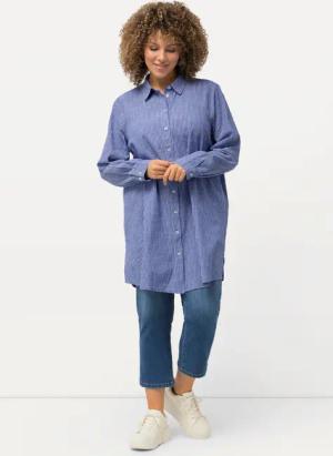 Ulla Popken Longbluse Longbluse Streifen A-Linie