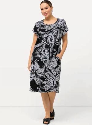 Ulla Popken Midikleid Jersey-Minikleid Blüten Oversized