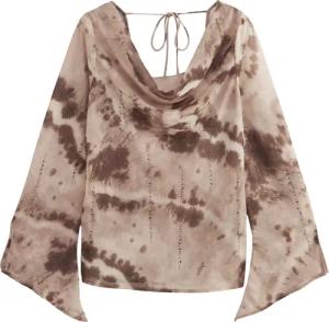 Next Blusenshirt Transparentes Langarmtop mit Wasserfallausschnitt