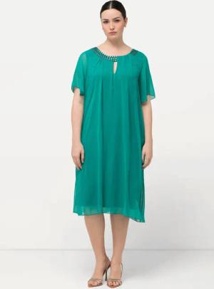 Ulla Popken Cocktailkleid Chiffonkleid Schmucksteine A-Linie
