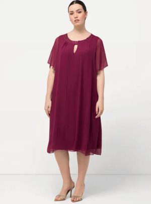 Ulla Popken Cocktailkleid Chiffonkleid Schmucksteine A-Linie