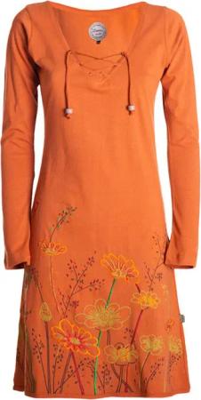 Vishes Tunikakleid Damen Langarm-Shirtkleid Tunika-Kleid Baumwollkleid