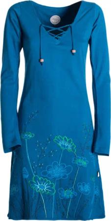Vishes Tunikakleid Damen Langarm-Shirtkleid Tunika-Kleid Baumwollkleid