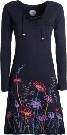 Vishes Tunikakleid Damen Langarm-Shirtkleid Tunika-Kleid Baumwollkleid