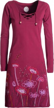 Vishes Tunikakleid Damen Langarm-Shirtkleid Tunika-Kleid Baumwollkleid