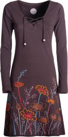 Vishes Tunikakleid Damen Langarm-Shirtkleid Tunika-Kleid Baumwollkleid