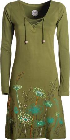 Vishes Tunikakleid Damen Langarm-Shirtkleid Tunika-Kleid Baumwollkleid