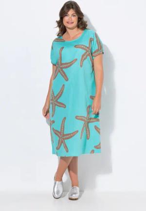 Laurasøn Midikleid Leinenkleid 1/2 Arm Rundhalsausschnitt