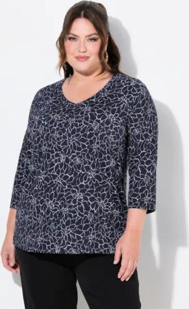 Ulla Popken Longshirt Longshirt A-Linie V-Ausschnitt