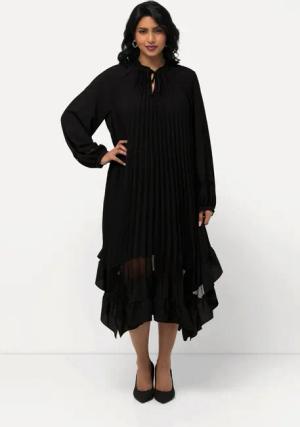 Ulla Popken Midikleid Plissee-Kleid Spitze A-Linie