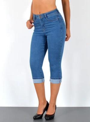 ESRA Caprijeans Sommer Hose Damen Capri