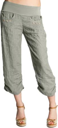 Caspar Leinenhose KHS017 Damen 3/4 Hose