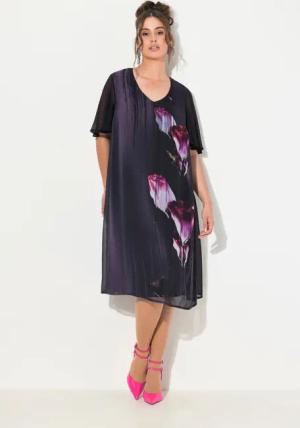 Ulla Popken Abendkleid Kleid Blüten A-Linie
