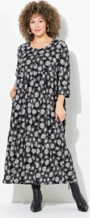 Ulla Popken Jerseykleid Jersey-Midikleid Pusteblumen Rundhals