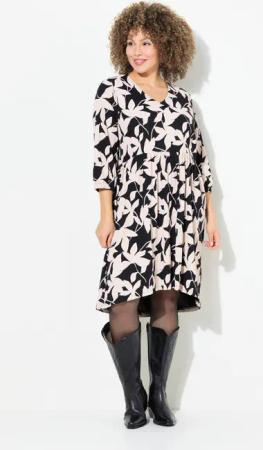 Ulla Popken Jerseykleid Jerseykleid Blätter A-Linie